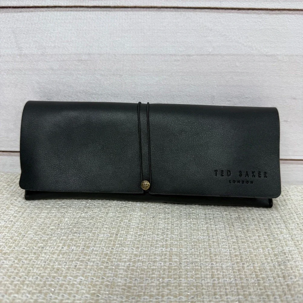 Ted‎ Baker London Black Soft Shell Fold Over Wrap Closure Case
